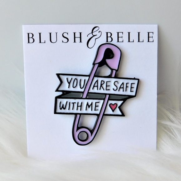 2/$8 ☆ "You Are Safe With Me" Enamel Pin - Picture 1 of 5